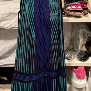 Roberto Cavalli Blue and Black Midi Dress